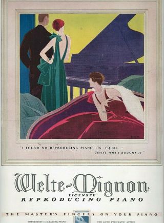 1927 Art Deco Artwork 1927 Welte - Mignon Reproducing Piano Ad