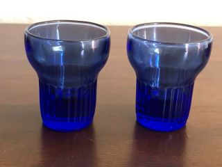 Vintage Set Of 2 Cobalt Blue Shot Glasses Barware