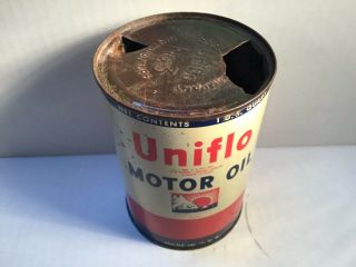 Vintage Uniflo Oil Can Quart Metal Gas Rare Handy Sign Tin Sinclair Texaco Mobil 8