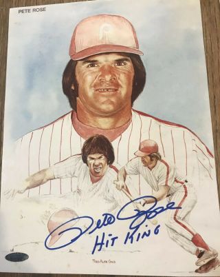 Philadelphia Phillies Pete Rose Authentic Autograph 11x14 Art Inscribed Hit King