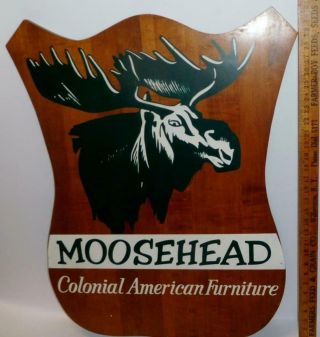 Vintage Wooden Moosehead Colonial American Furniture Advertising Sign