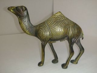 Vintage Brass Camel Made In Egypt 4 " Tall - Designs Hump Is Pyramid Unpolished