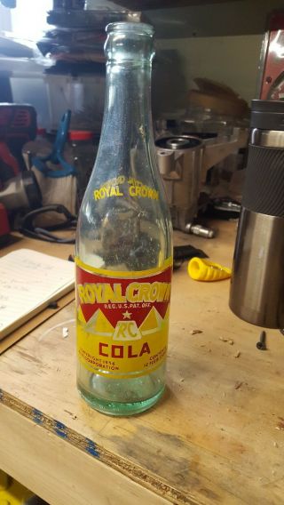 Vintage Rc Royal Crown Cola Glass Soda Bottle 12 Oz Pyramid Star