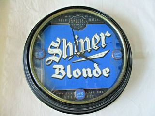 Rare Vintage Shiner Blonde Beer Bottle Cap Clock Sign Tacker Man Cave Bar