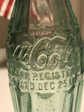 PAT ' D DEC.  25,  1923 Coca - Cola Hobbleskirt Coke Bottle PADUCAH KY Kentucky 5