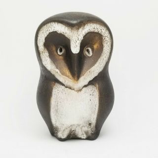 Mid - Century Modern Handcrafted Studio Art Pottery Owl Figurine Statue Signed