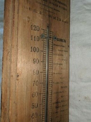 Antique early 1900s? Wood advertising thermometer Hamlin’s Wizard Oil sign rare 4
