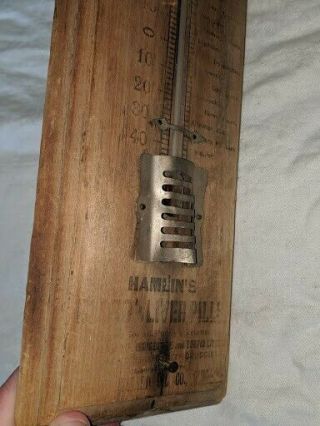 Antique early 1900s? Wood advertising thermometer Hamlin’s Wizard Oil sign rare 5