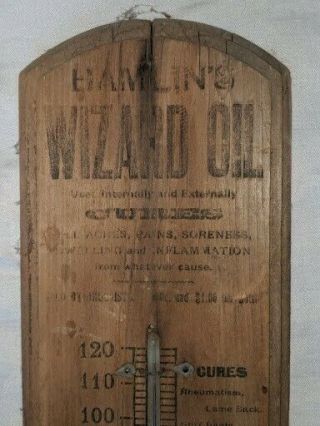 Antique early 1900s? Wood advertising thermometer Hamlin’s Wizard Oil sign rare 6