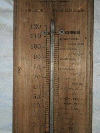 Antique early 1900s? Wood advertising thermometer Hamlin’s Wizard Oil sign rare 7