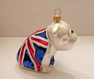 English Bulldog Polish Glass Christmas Tree Ornament Dog Union Jack Max Nib