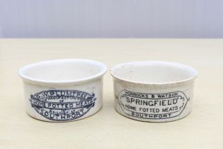 Vintage 1900s Horroks & Watson,  Plumtree Southport Potted Meat Pot Jars