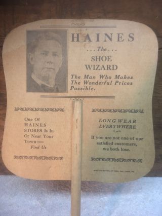 Vintage Haines Shoe Cardboard Fan Advertisement boy fishing scene 2