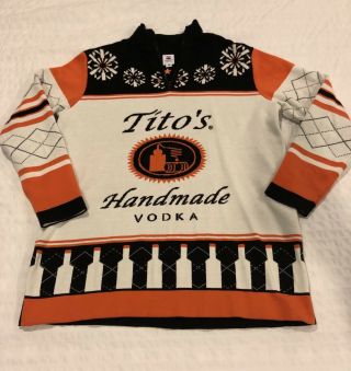 Tito’s Vodka Mens Medium Quarter Zip Ugly Christmas Sweater - Nwot