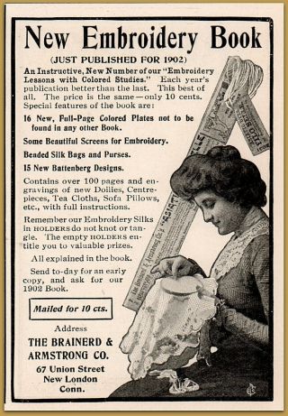 1901 E Brainerd Armstrong Embroidery Book Asiatic Dyer Needlework Print Ad
