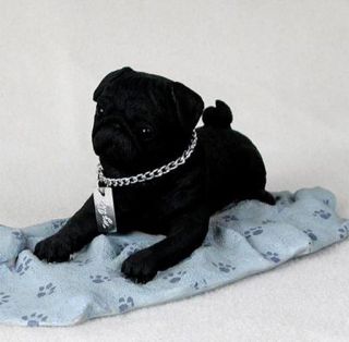 Pug (black) My Dog Figurine Statue Pet Lovers Gift Resin Hand Painted