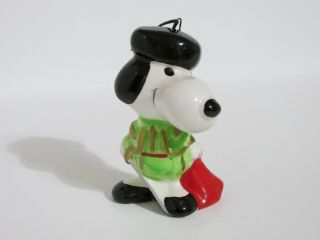 Snoopy Peanuts Charlie Brown Determined Ceramic Christmas Ornament Figure 1977