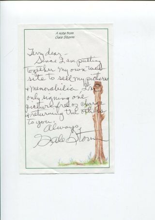 Gale Storm My Little Margie Revenge Of The Zombies Signed Autograph Note
