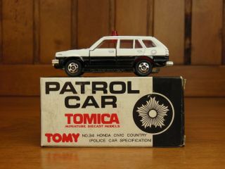 Tomica 34 HONDA CIVIC COUNTRY Patrol car,  Made in Japan vintage pocket car Rare 2