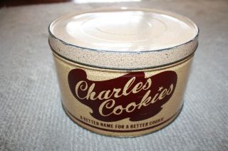 Vintage Charles Cookies Tin Can By Charles Potato Chips Mountville,  Pennsylvania