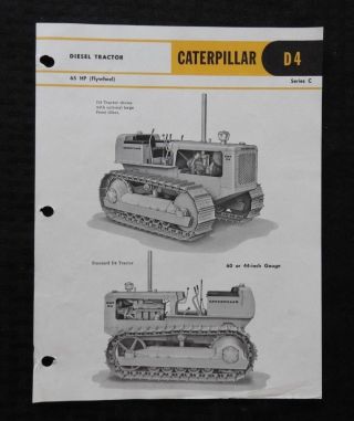 1959 Caterpillar D4 Series C Track - Type Tractor Specifications Brochure