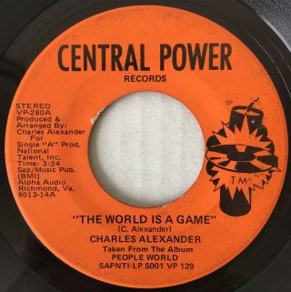Central Power Charles Alexander The World Is A Game /.  Not Simple Soul 45 Vg