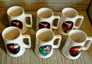 1996 Coca - Cola Santa Claus Christmas Collectible Coffee Mugs - Set Of 6 Mugs