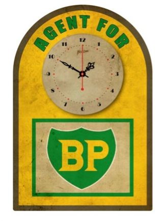 Bp Agent For.  Vintage Tin Sign Clock Retro Style