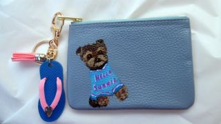 Yorkie Hand Painted Yorkshire Terrier Flip Flop,  Key Chain Leather Coin Purse
