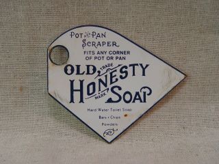 Old Honesty Soap Tru - Blu Soap Chips Metal Advertising Pot Or Pan Scraper 2 - Sided
