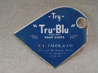 Old Honesty Soap Tru - Blu Soap Chips Metal Advertising Pot Or Pan Scraper 2 - Sided 4