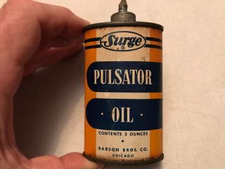 Surge Pulsator Oil Vintage Lead Top Oiler Tin,  Babson Bros.