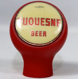 Vintage Duquesne Brewing Beer Ball Tap Knob Handle Red Plastic Pittsburgh Pa