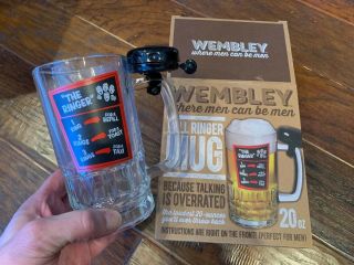 Wembley “bell Ringer Mug” 20oz Glass Beer Mug With Bicycle Bell