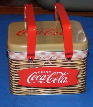 2016 Coca Cola Tin Picnic Basket Weave Lunch Box $13.  50 NWT Free/Ship 2
