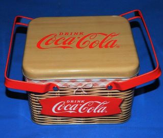2016 Coca Cola Tin Picnic Basket Weave Lunch Box $13.  50 NWT Free/Ship 3