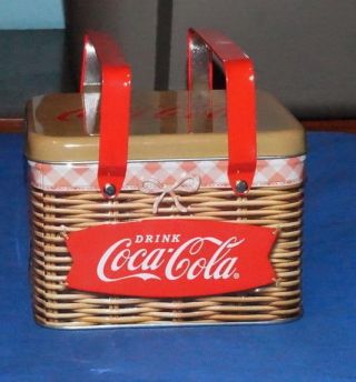 2016 Coca Cola Tin Picnic Basket Weave Lunch Box $13.  50 NWT Free/Ship 4