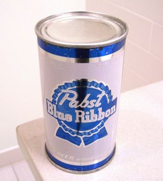 Sharp C.  1950s Pabst Blue Ribbon Flat Top Beer Can From Peoria Heights,  Il