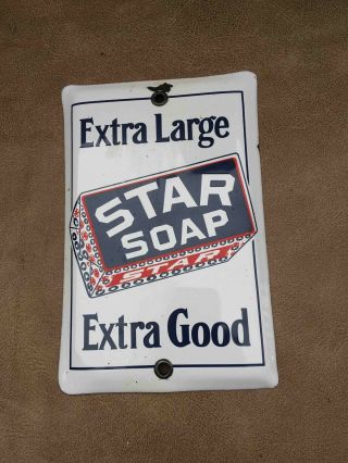 Old Star Soap Extra Large & Good Porcelain Advertising Sign Or Door Push Plate