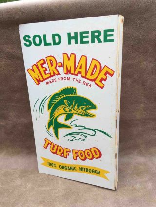 Old Mer - Made Turf Food HERE 2 Sided Painted Advertising Flange Sign 4