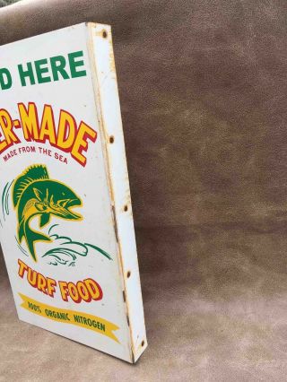 Old Mer - Made Turf Food HERE 2 Sided Painted Advertising Flange Sign 5