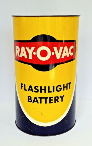 Ray O Vac Flashlight Battery 14.  5 Metal Trash Garbage Can Refuse Rare