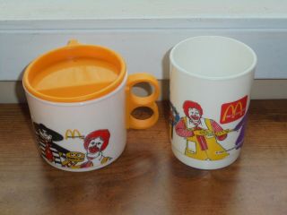 Vintage 1985 & 1992 Mcdonalds Childrens Drinking Sippy Cups Hapy Meal Collector