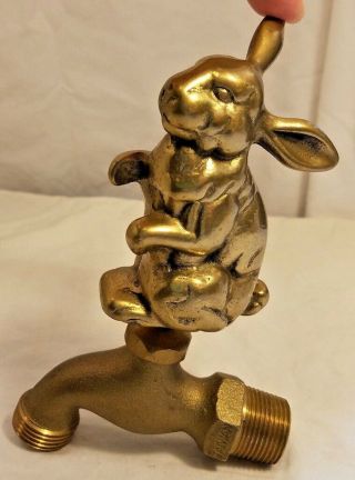 Vintage Flora & Fauna Rabbit Figure Solid Brass Outdoor Faucet Fixture