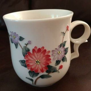 Teavana Tea Cup/Mug With Lid,  Saucer & Infuser Porcelain Stella Daisies NIB 2