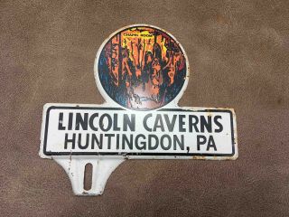 Old Lincoln Caverns Huntingdon Pennsylvania Souvenir License Plate Topper