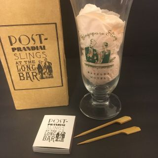 Raffles Hotel Vintage Singapore Sling Glass With Matches 3