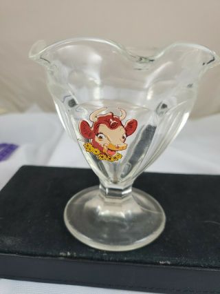 Vintage Borden Elsie The Cow Sundae Ice Cream Parfait Glass Cup Bowl