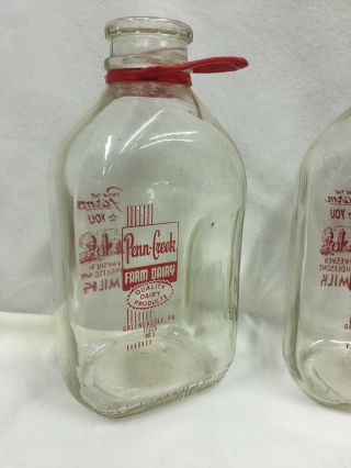 Vintage Penn Creek Dairy Farm Half Gallon Milk Bottles & Carrier Greencastle PA 8