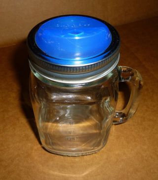 Pt Mason Jar With Handle No Spill Sippy Cup Travel Mug Usa Made Cuppow Lid Blue
